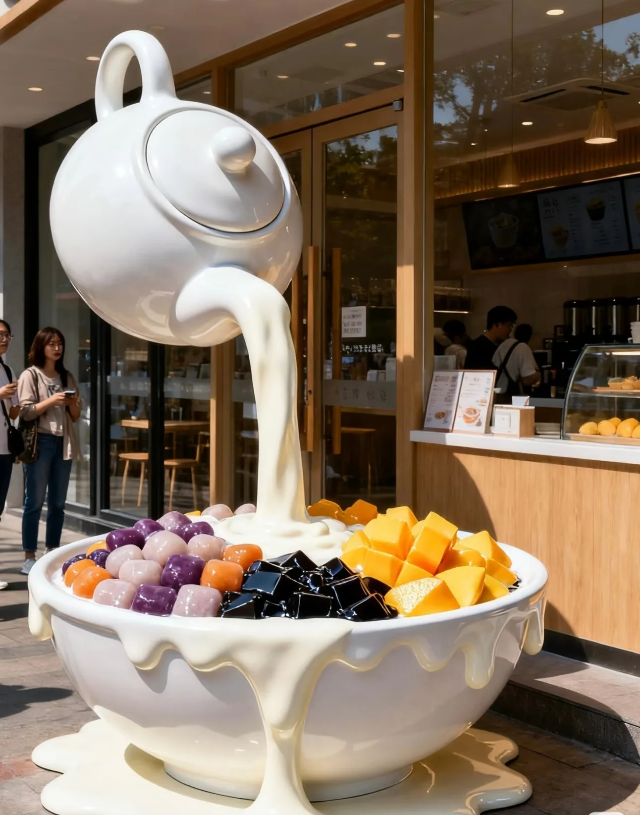 Signature Dessert Landmark for Shops：Giant Teapot & Dessert Bowl Sculpture — view 2
