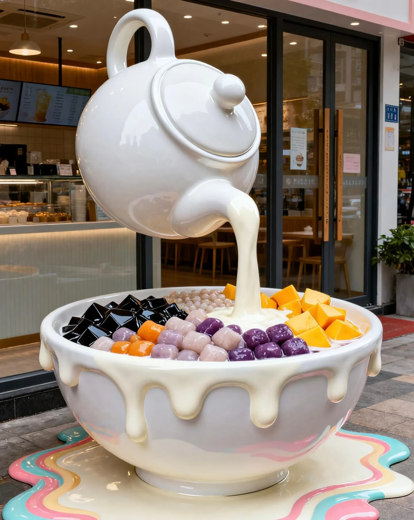 Signature Dessert Landmark for Shops：Giant Teapot & Dessert Bowl Sculpture — view 3