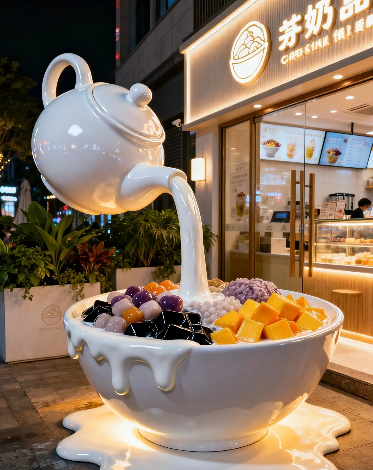 Signature Dessert Landmark for Shops：Giant Teapot & Dessert Bowl Sculpture — view 4