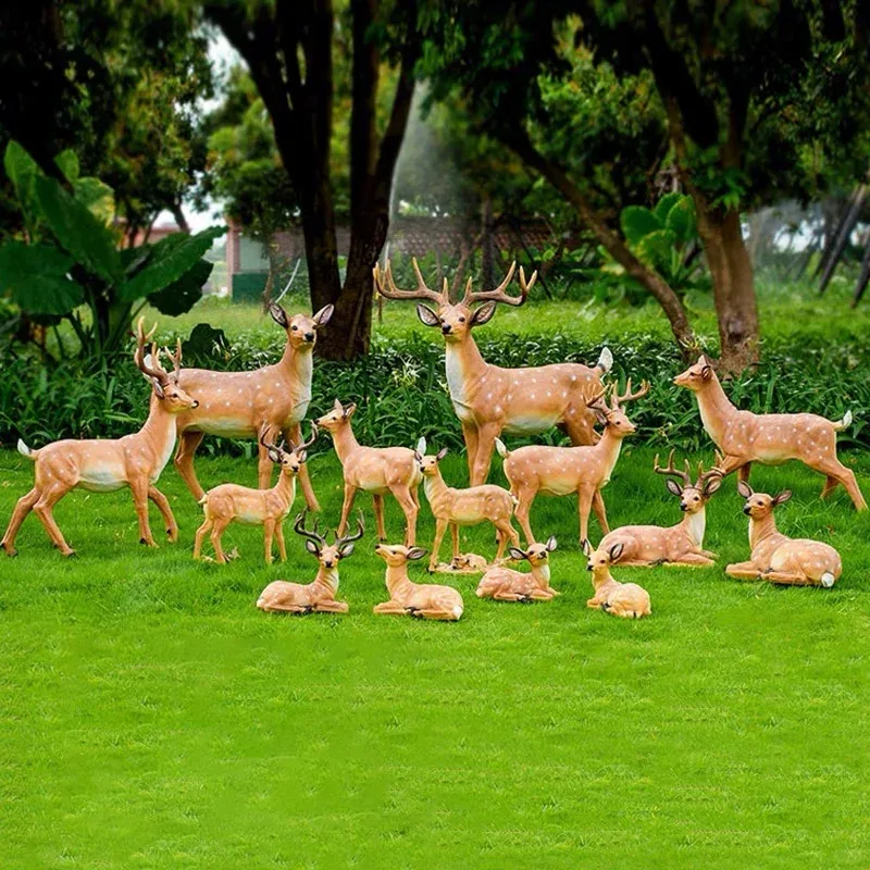Sika Deer Fiberglass Sculpture for Scenic Spot Outdoor Landscape Arrangement — view 3