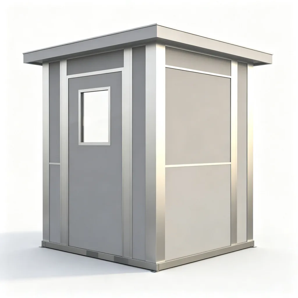 Silver Aluminum Guard Booth Clear Glass Panels Compact Security Shelter — view 4