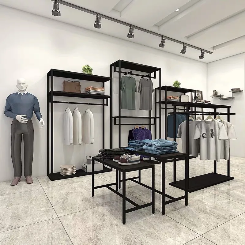 Simple and convenient clothes display stand custom clothing store display for sale — view 3