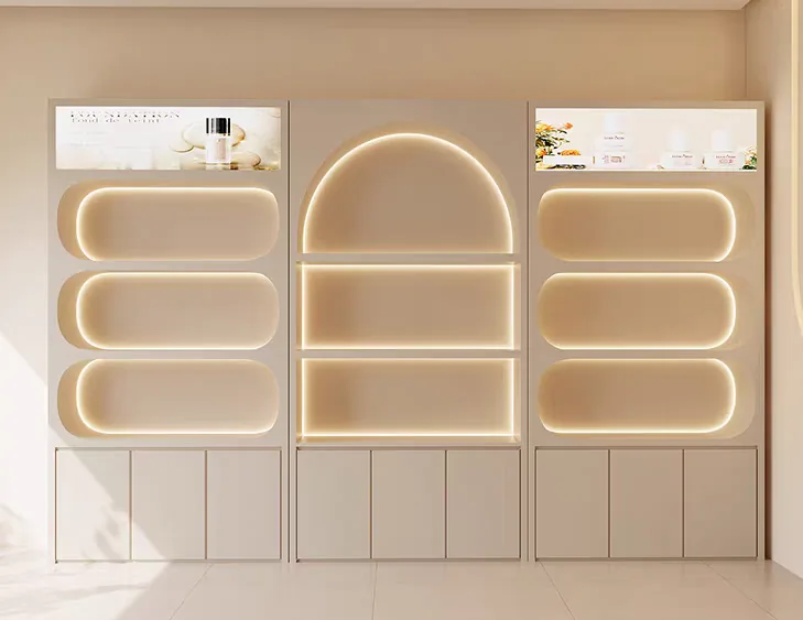 Simple and elegant skin care display cabinet custom cosmetics display shelf — view 3