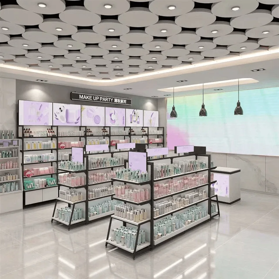 Simple and fashionable cosmetics display stand custom retail display cabinet — view 3