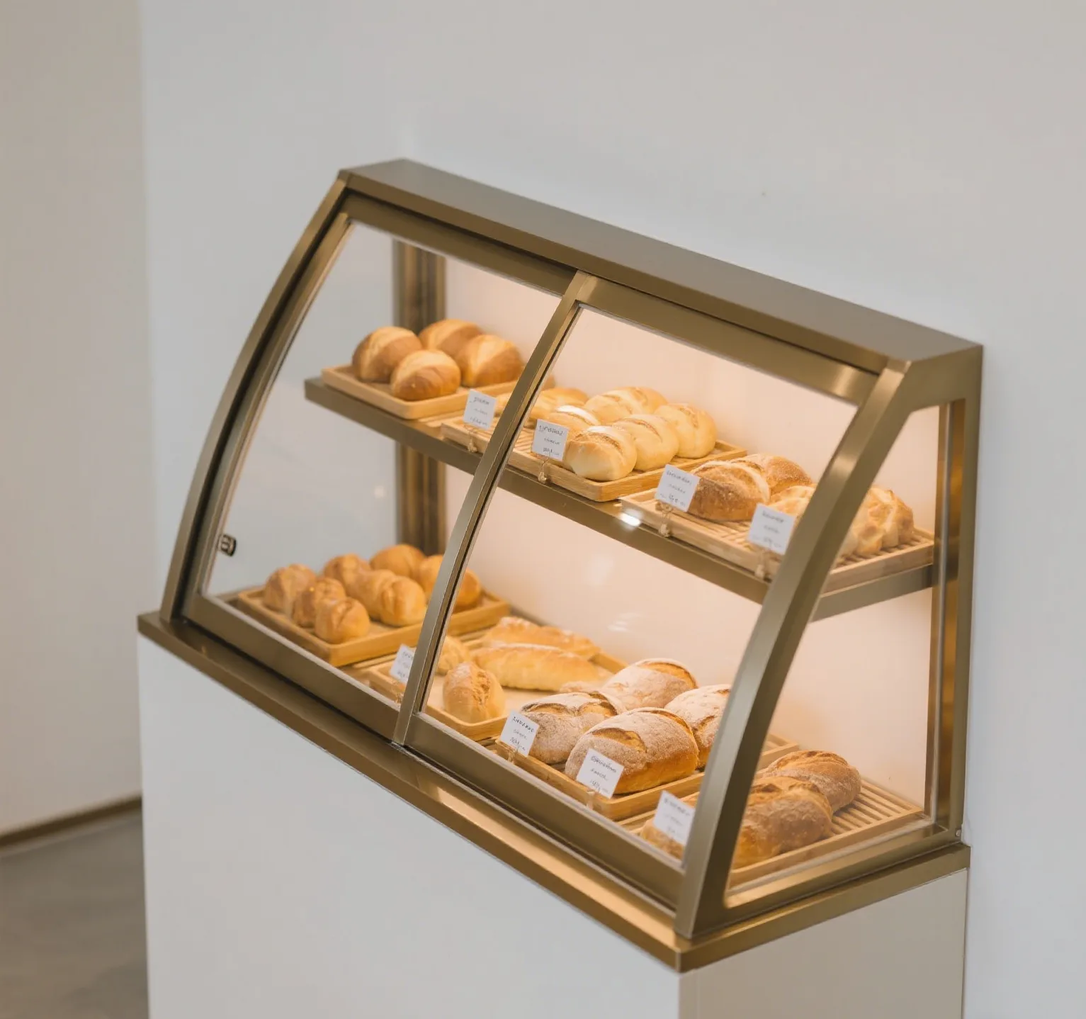 Simple and stylish bread rack design bread display cabinet with LED light — view 3