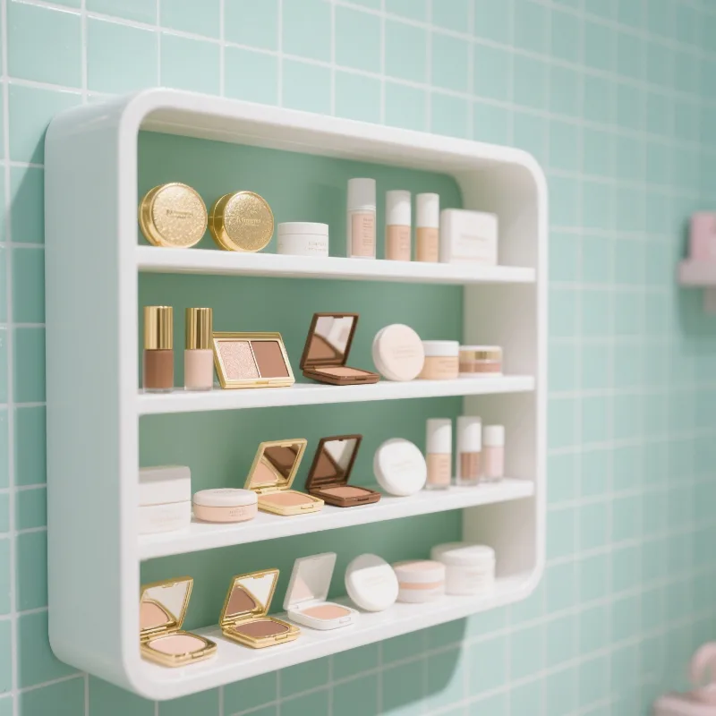 Simple and sweet style cosmetics display rack Wall mounted display cabinet — view 3