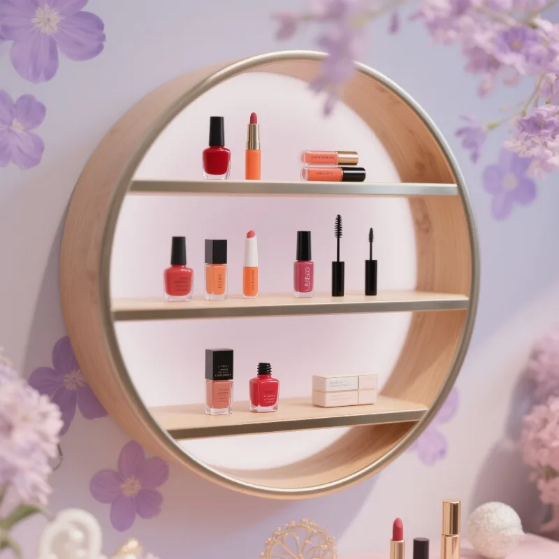 Simple and sweet style cosmetics display rack Wall mounted display cabinet — view 4