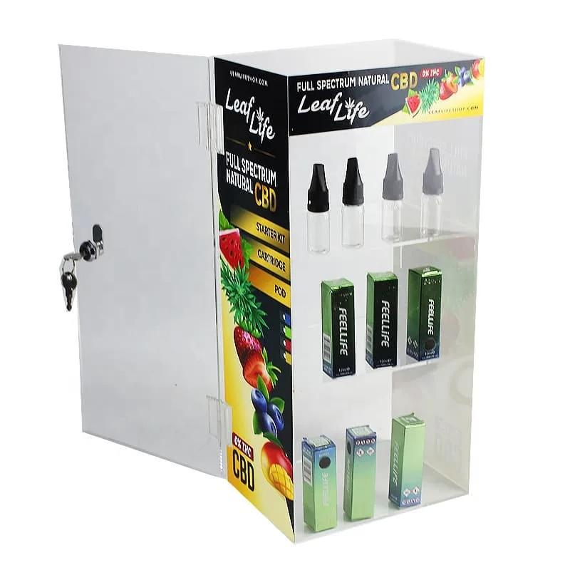 Simple electronic cigarette display cabinet design with shelves retail display rack — view 3