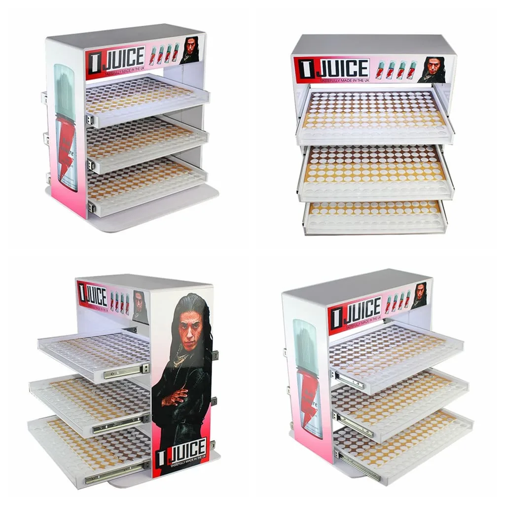 Simple electronic cigarette retail display cabinet design with movable shelves — view 4