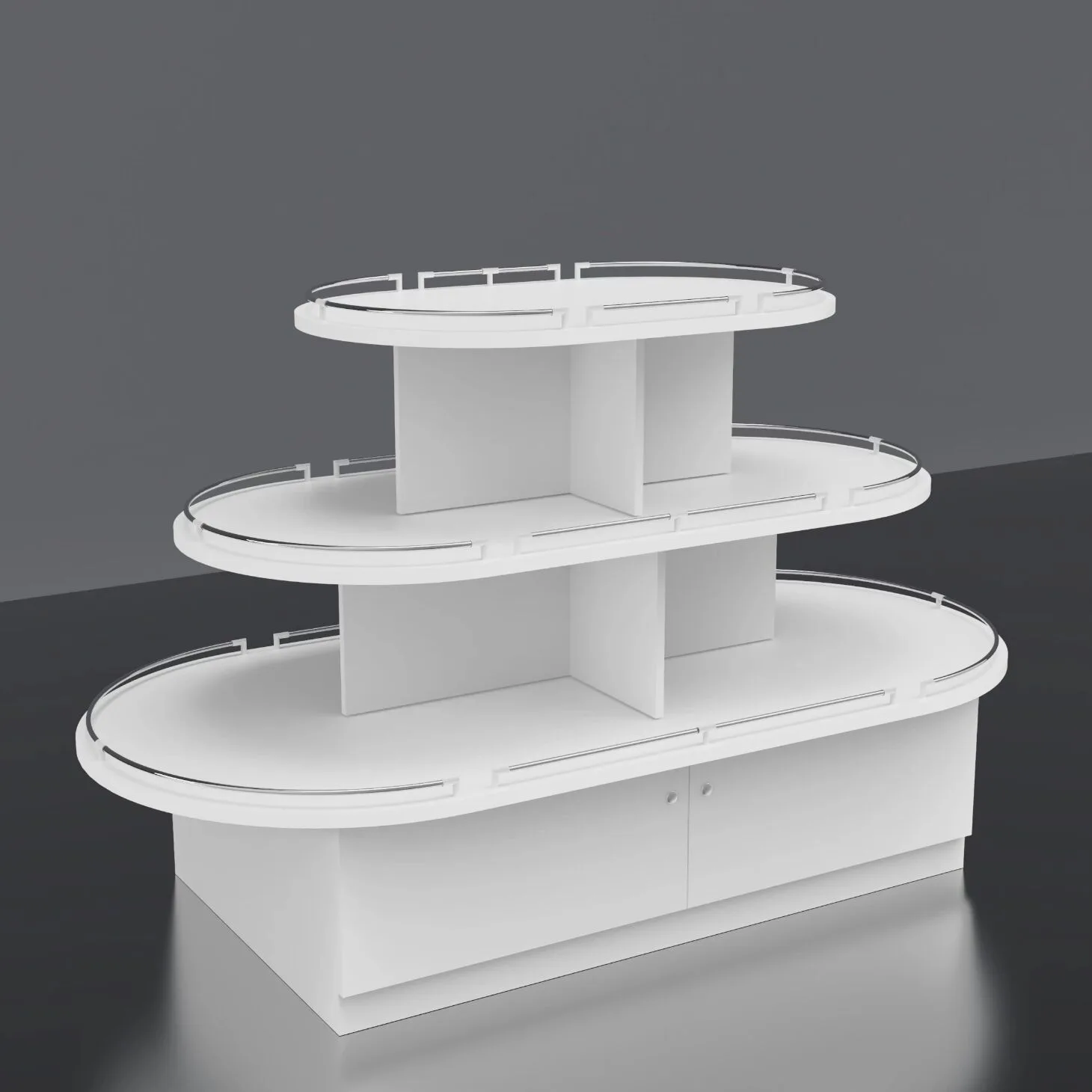 Simple white island display stand &unique retail display case custom made for store — view 2