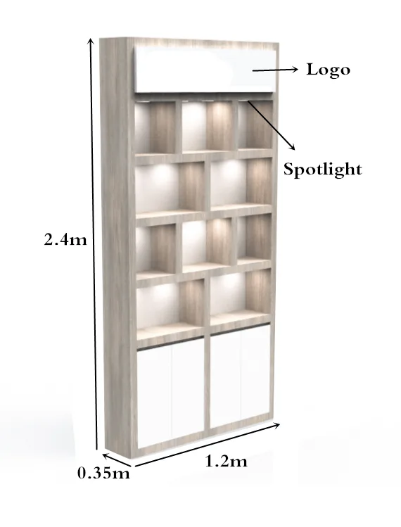 Simple white storage wall cabinet perfume cabinet with spotlights — view 3