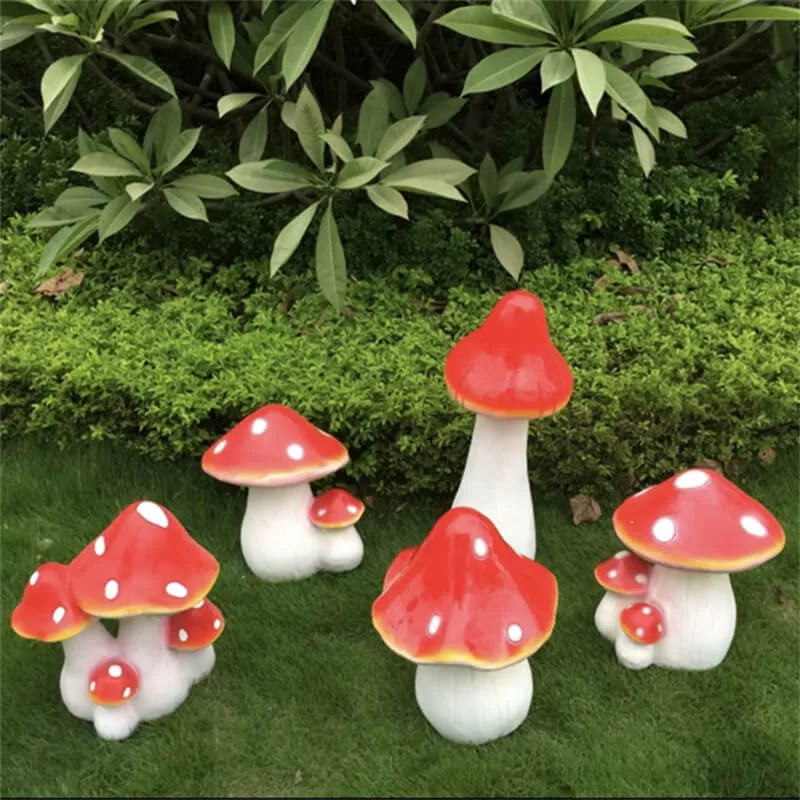 Simulated Polka Dot Mushroom Fiberglass Sculpture | Outdoor Park / Farm Lawn Ornament, Mall Fruit & Vegetable Store Decor — view 4