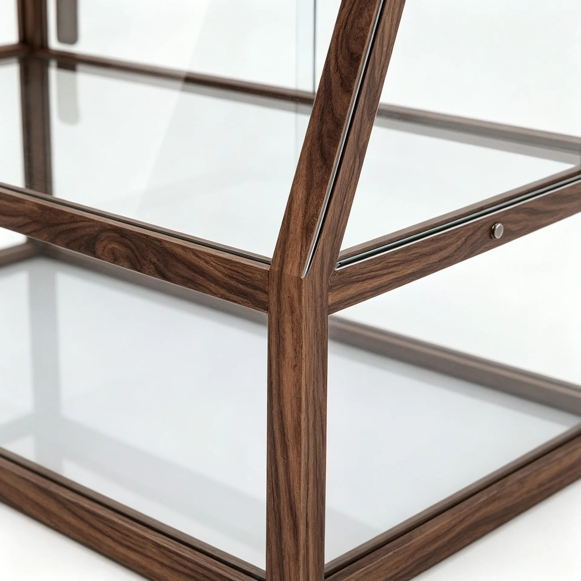 Slant Front Walnut Wood Glass Bakery Display Showcase for Coffee Shop Countertop > — view 3