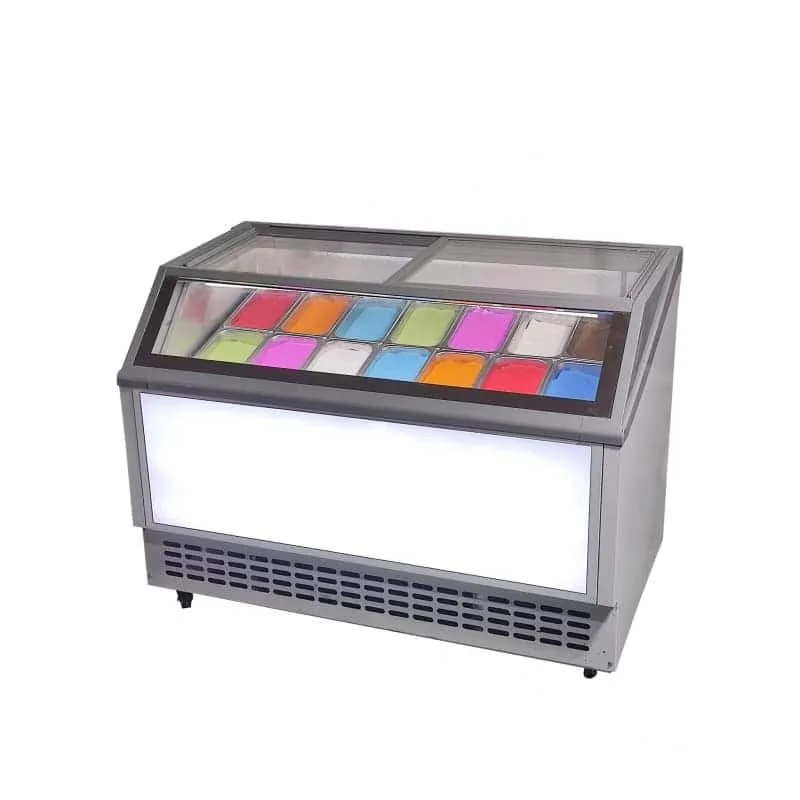 Slant Glass Commercial Freezer for Gelato & Frozen Yogurt Topping Display — view 4