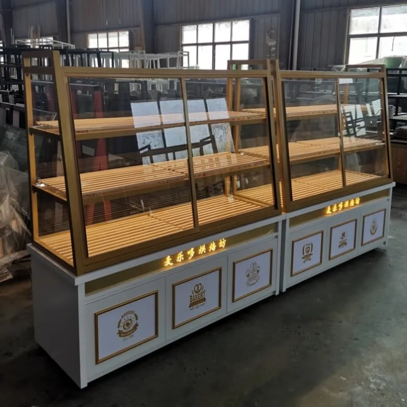 Sliding glass bread display cabinet pastry shop rack with storage cabinet and movable casters — view 4