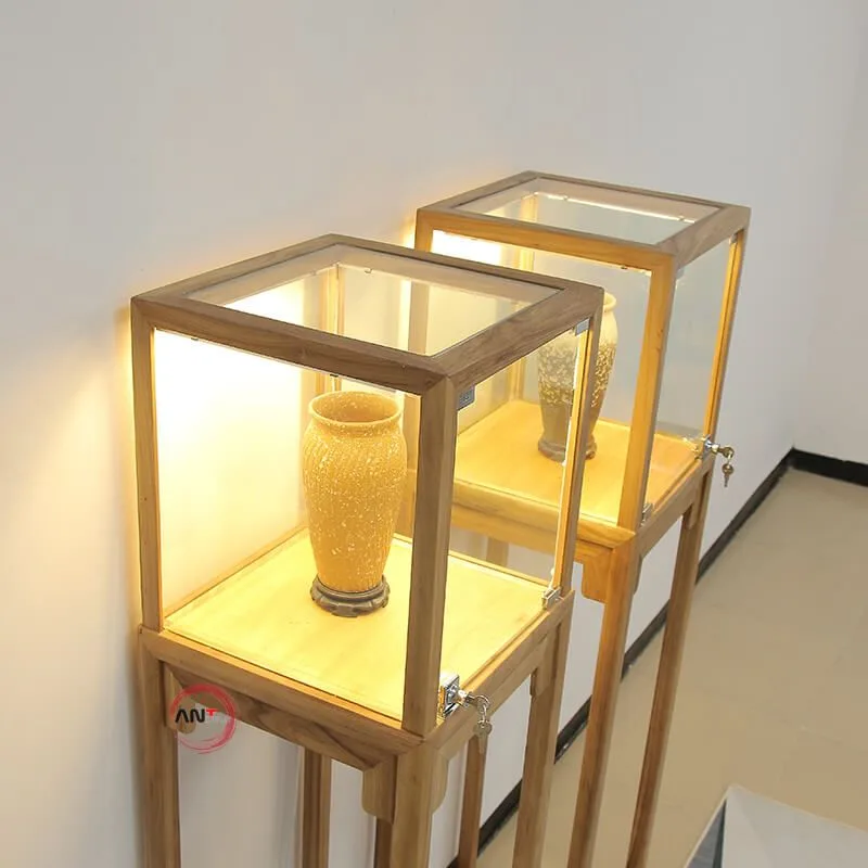 Solid wood display showcase & warm toned display stand — view 3