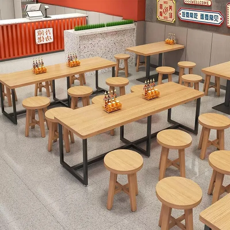 Solid Wood Steel Frame Commercial Restaurant Table And Chair Set — view 3
