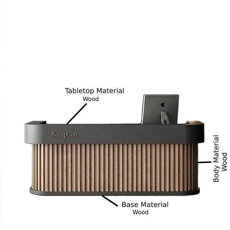 Solid wood stripes office reception desk custom consultation desk & hotel front desk — view 4