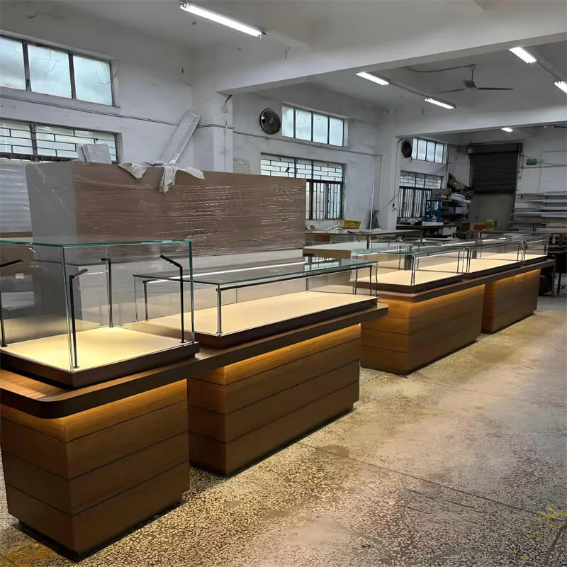 Split-Type Jewelry Display Counter with Lockable Drawers & Glass Top — view 3