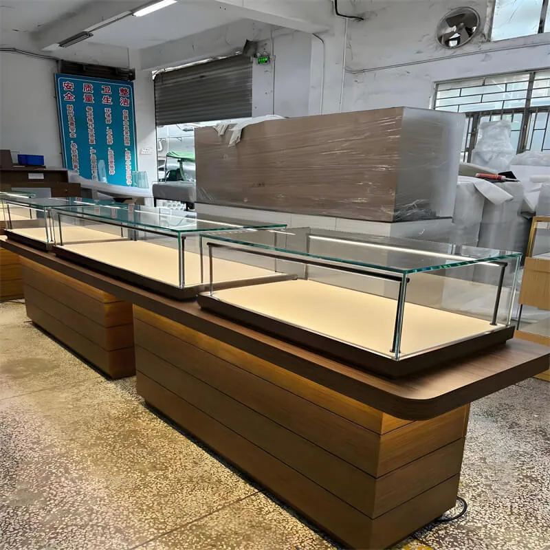 Split-Type Jewelry Display Counter with Lockable Drawers & Glass Top — view 2