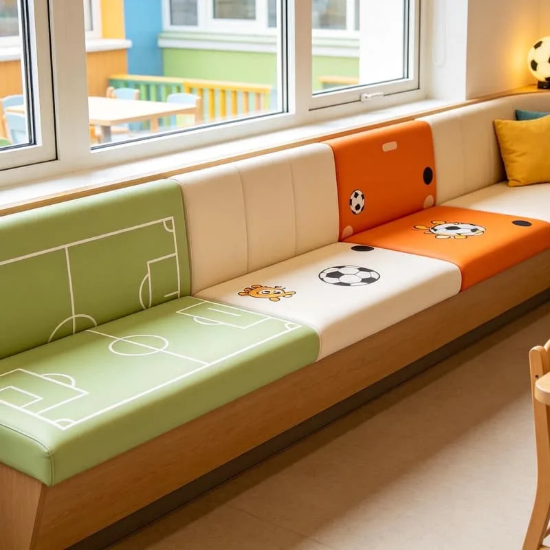 Sport Themed Commercial Restaurant Booths With Unique Football Field Leather Decor — view 3