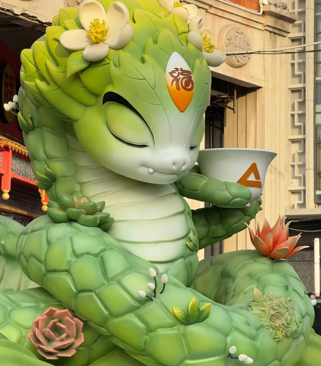 Spring Green Snake Fiberglass Sculpture For Commercial Street — view 5