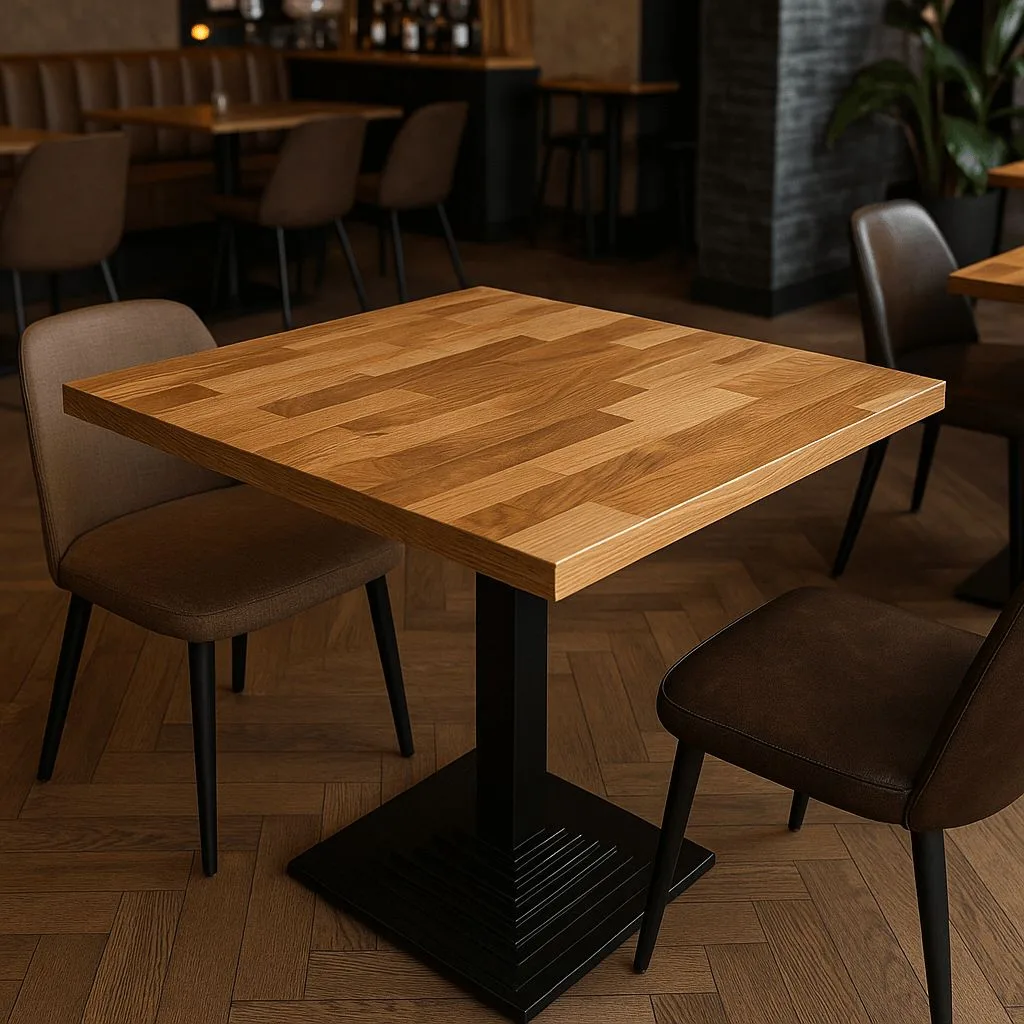 Square Solid Wood Bistro Dining Table Set for Cafe Restaurant Commercial Use — product detail 1