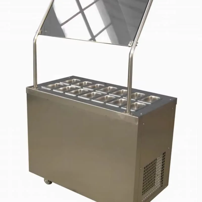 Stainless Steel Frozen Yogurt Topping Display Refrigerator With Casters — view 4