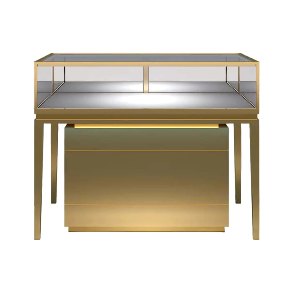 Stainless Steel Jewelry Display Counter – Glass Jewelry Retail Cabinet Showcase — view 5