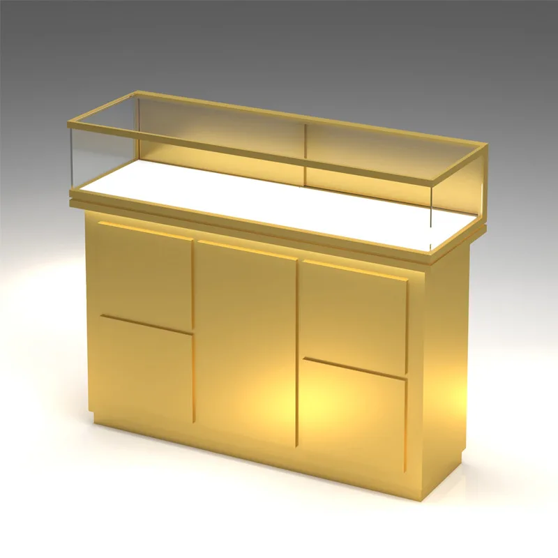 Stainless Steel Jewelry Display Counter – Glass Jewelry Retail Cabinet Showcase — view 6