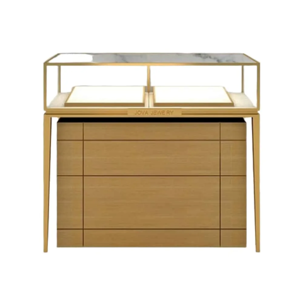 Stainless Steel Jewelry Display Counter – Glass Jewelry Retail Cabinet Showcase — view 4