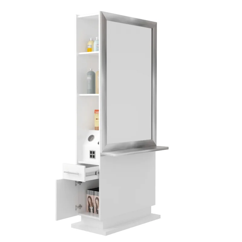 Stylish single sided salon station with mirror & hair salon furniture for sale — view 3