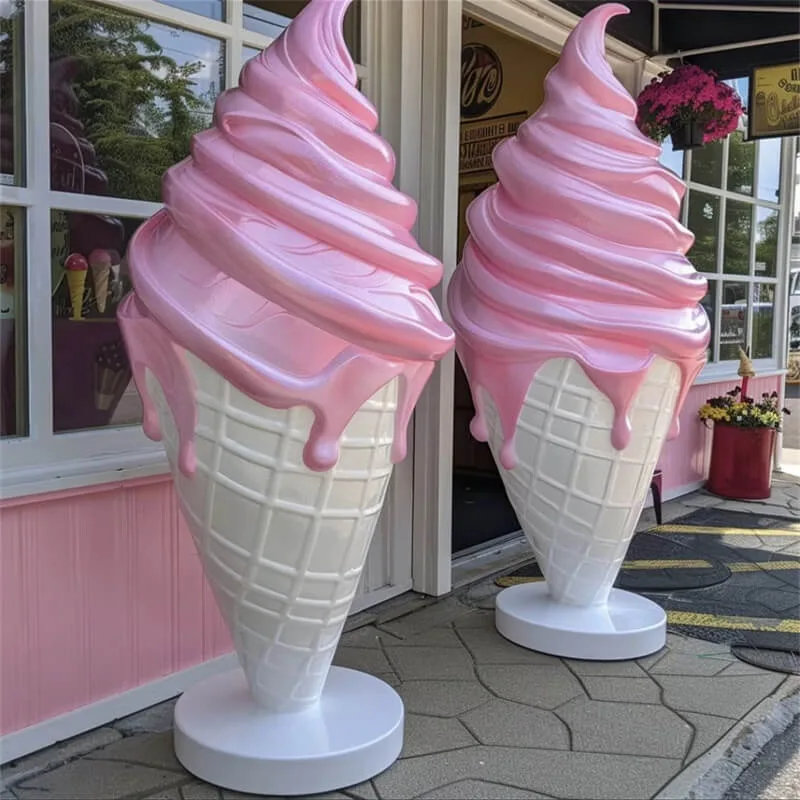 Summer-Themed Ice Cream Cone Sculpture, FRP Material, Commercial Street Mall Art Piece — view 3