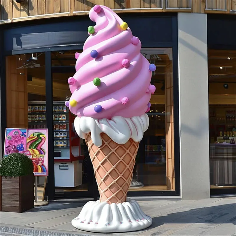 Summer-Themed Ice Cream Cone Sculpture, FRP Material, Commercial Street Mall Art Piece — view 4