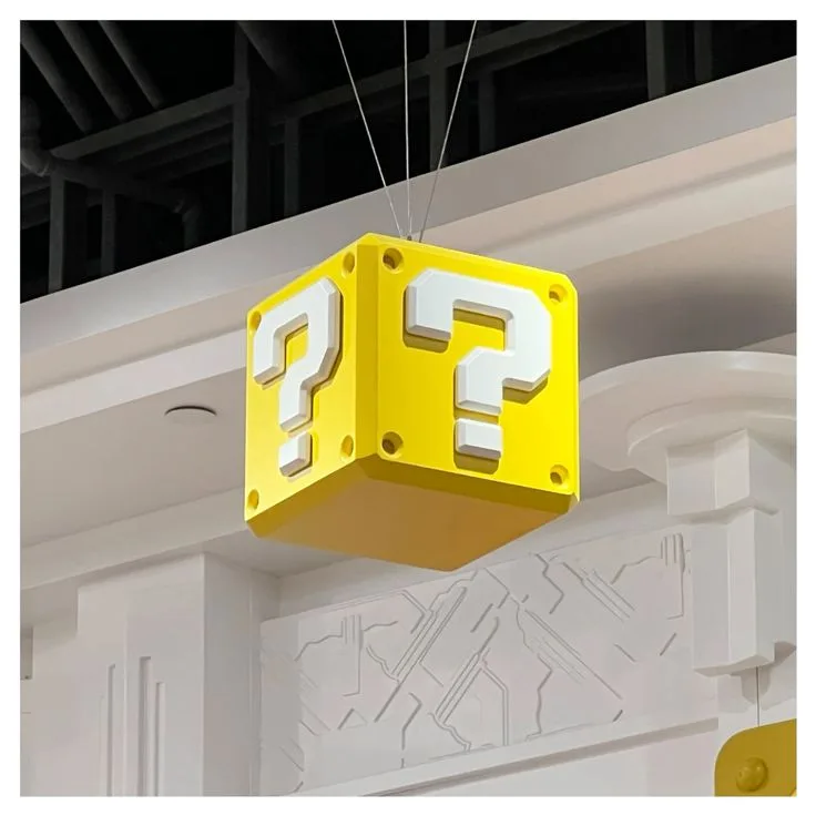 Super Mario Question Block Fiberglass Sculpture for Themed Decor
