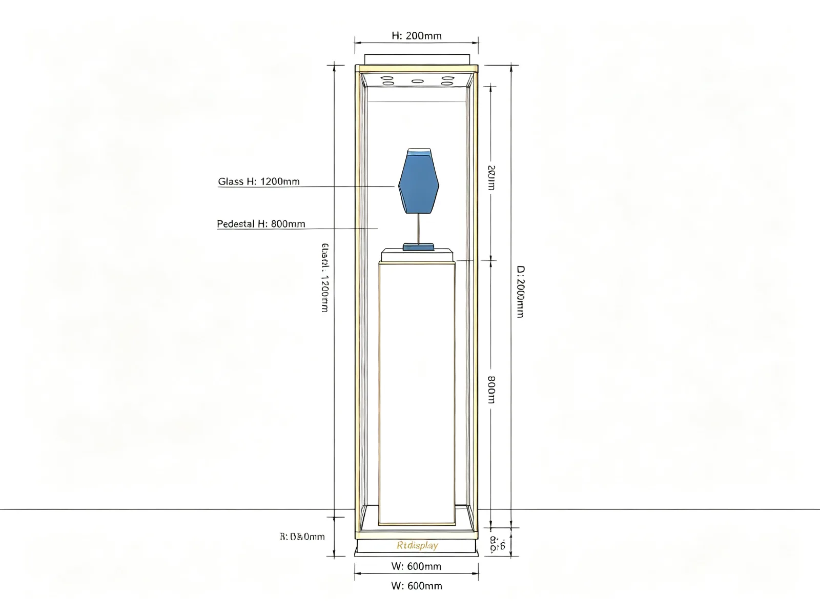 Tall Gold White Jewelry Tower Showcase Full Height Glass Display Stand — product detail 1