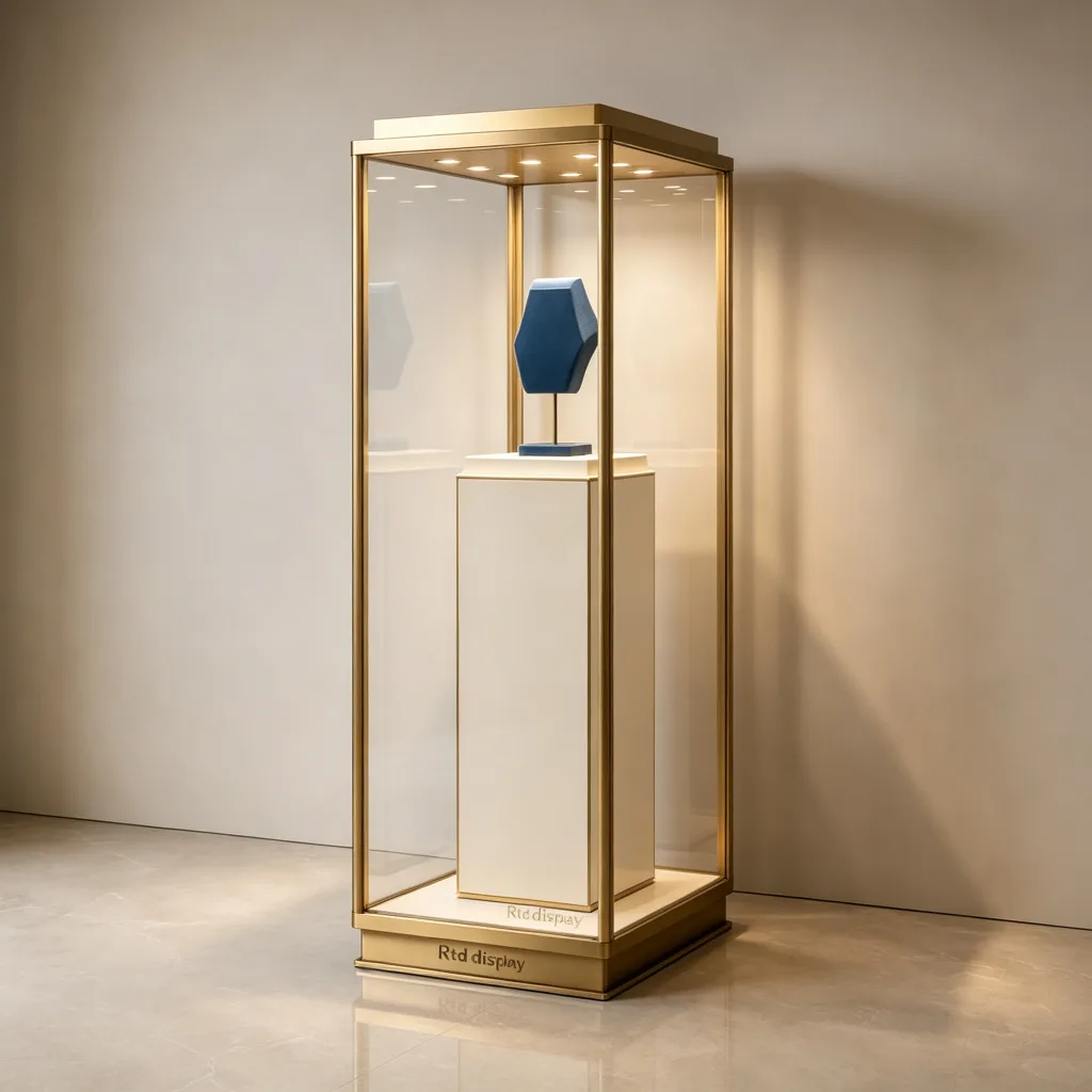 Tall Gold White Jewelry Tower Showcase Full Height Glass Display Stand — view 3