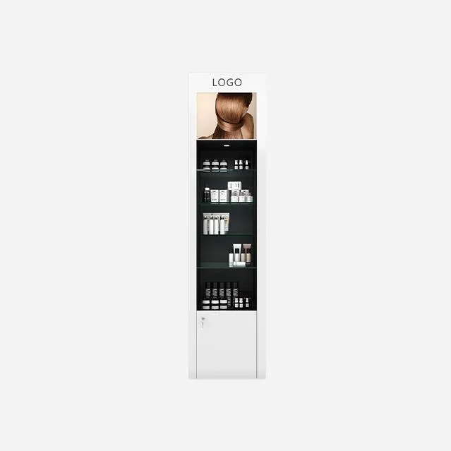 Tall Premium Skincare Display Cabinet with LED Lighting & Lockable Storage for Beauty Salons — view 3