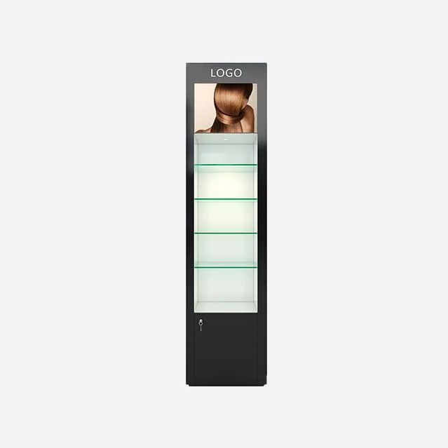 Tall Premium Skincare Display Cabinet with LED Lighting & Lockable Storage for Beauty Salons — view 4