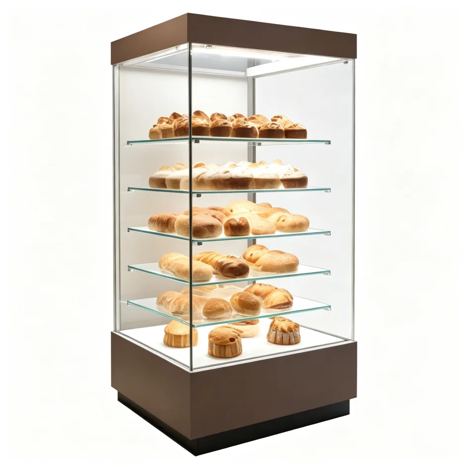 Tall Upright Glass Bakery Display Cabinet For Cafe&Bakery Shop