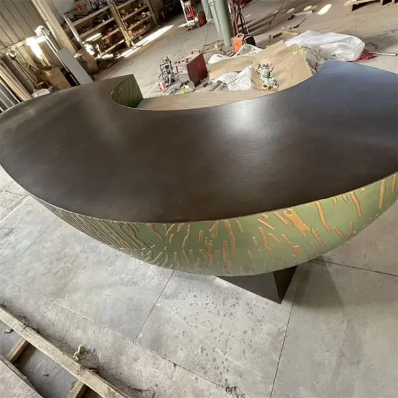 Teal and Gold Boat-Shaped MDF Reception Desk – Art Veneer That Leaves a Lasting First Impression — view 2