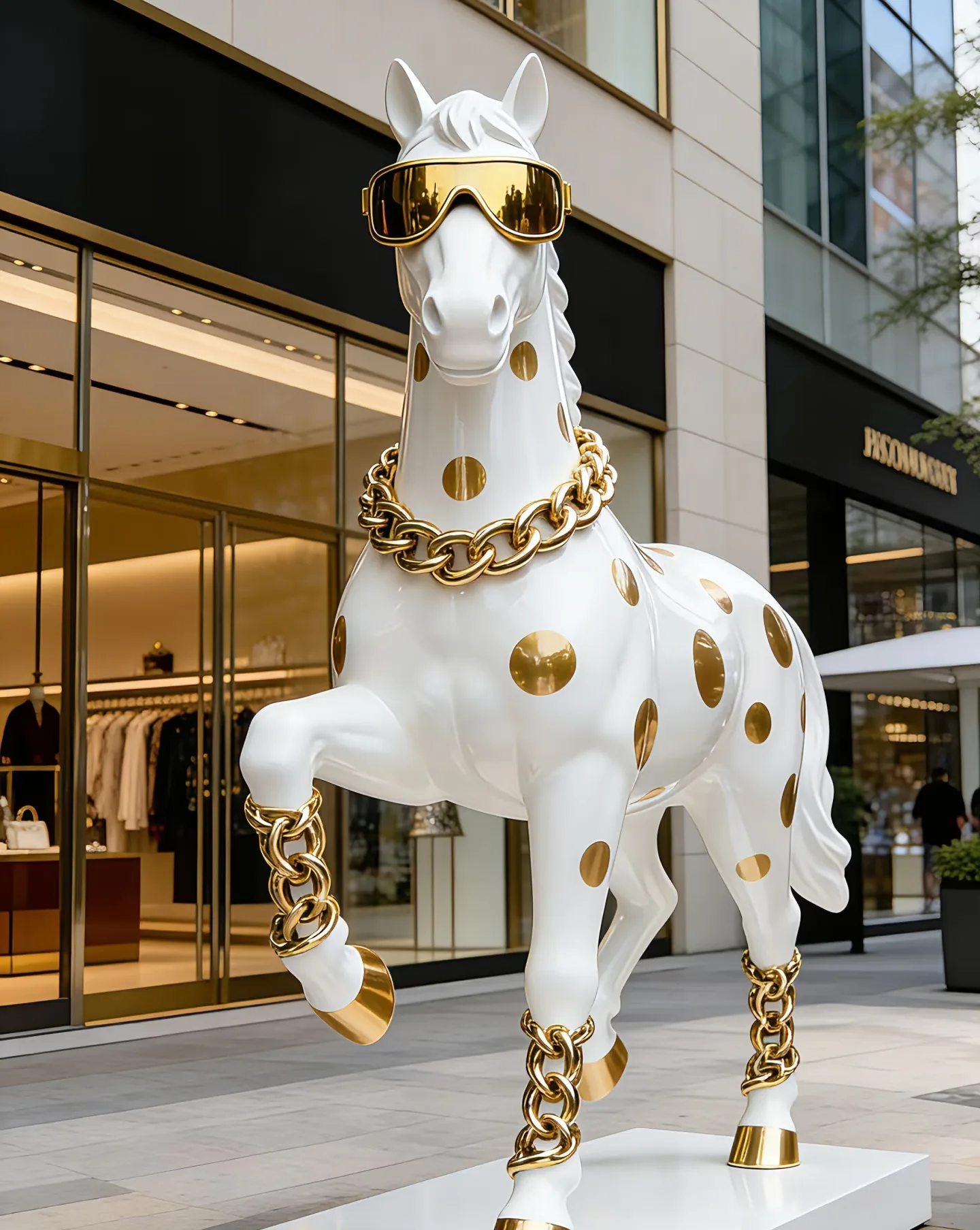 The White & Gold Horse Sculpture That Drives Foot Traffic & Buzz