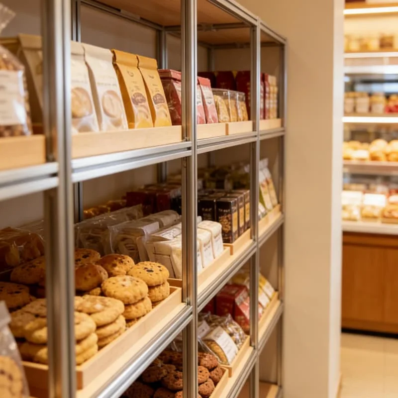 Tiered Bread Display Stand as Central Bakery Island Rack — view 4