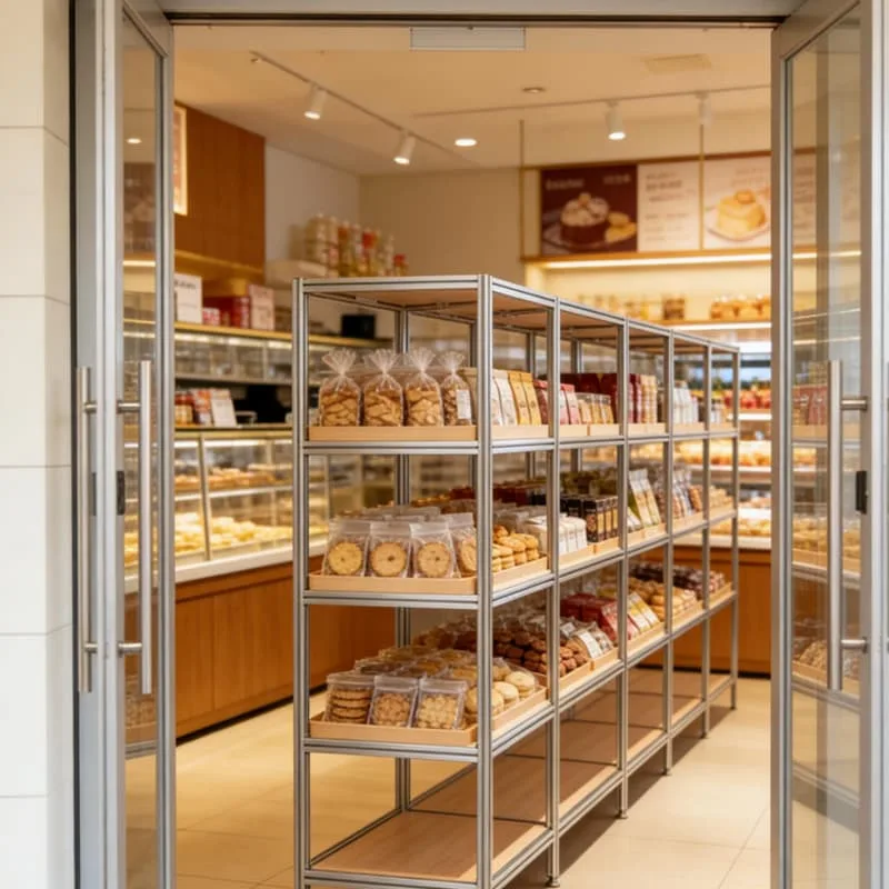 Tiered Bread Display Stand as Central Bakery Island Rack — view 3