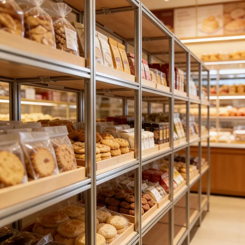Tiered Bread Display Stand as Central Bakery Island Rack — view 5