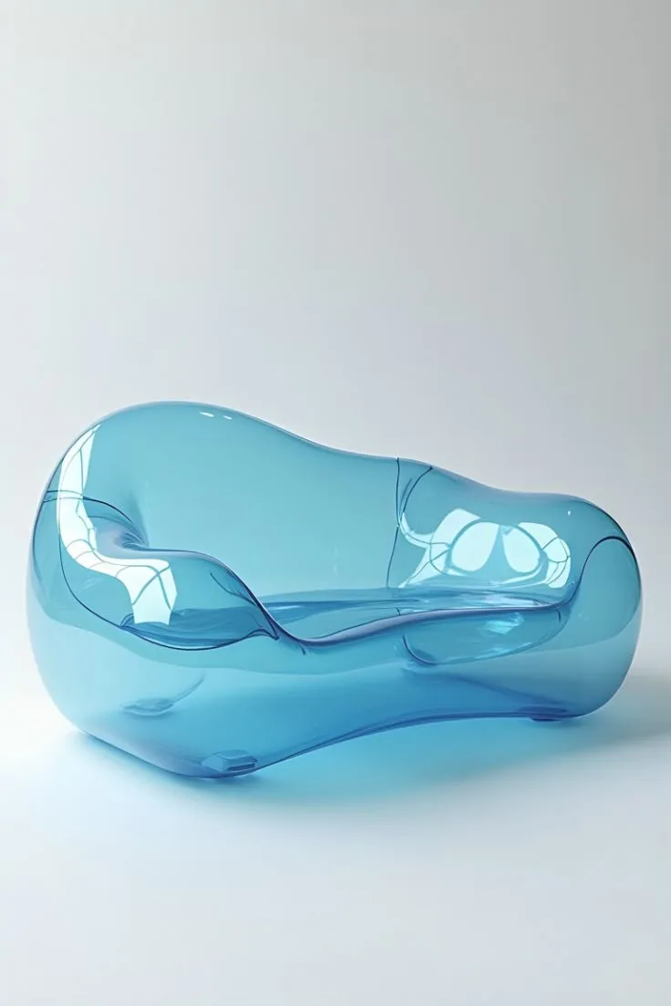 Transparent Curved FRP Chaise Lounge for Modern Exhibition & Villa Interior Decor