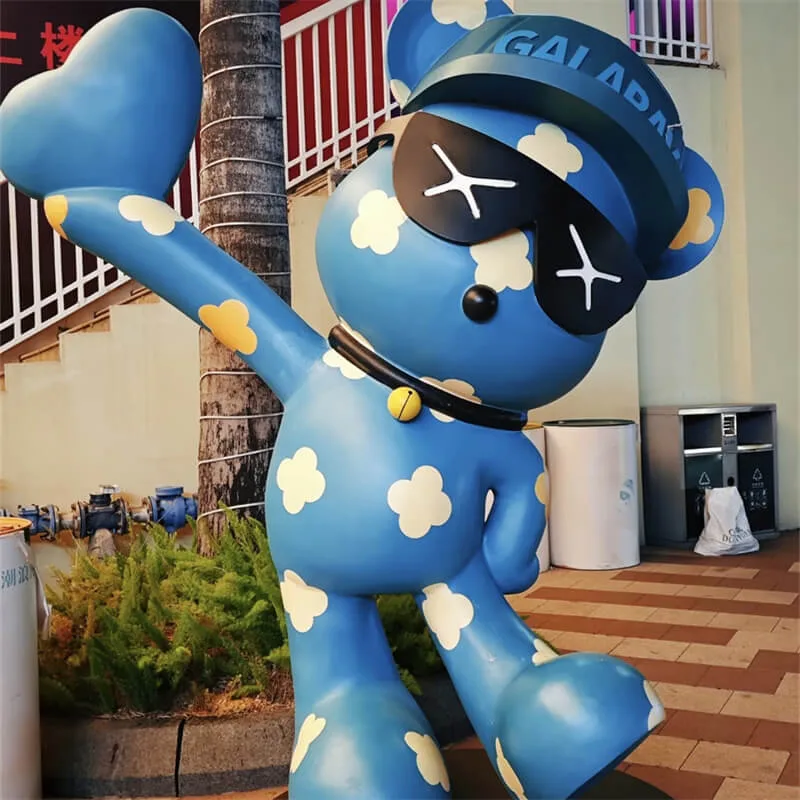 Trendy Fiberglass Cartoon Bear Sculpture | Viral Street Check‑in Decor, Custom Art Installation for Stores & Squares — view 3
