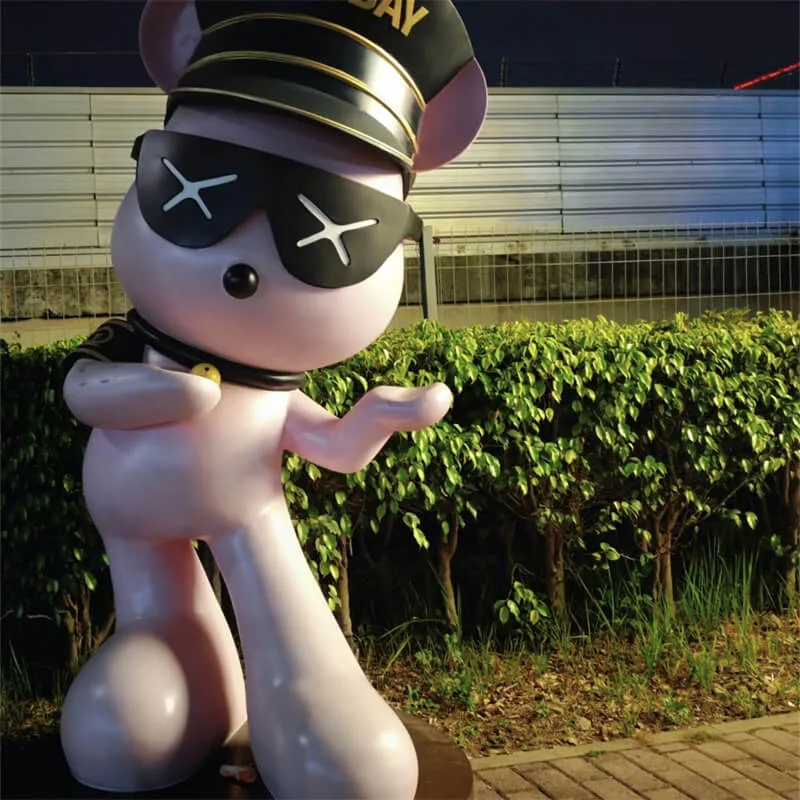 Trendy Fiberglass Cartoon Bear Sculpture | Viral Street Check‑in Decor, Custom Art Installation for Stores & Squares — view 4