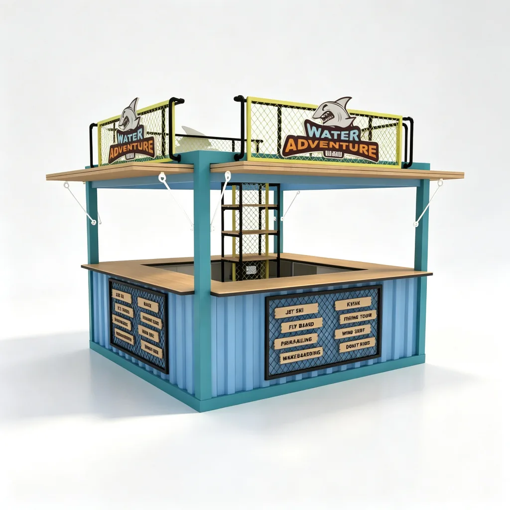 Two-Story Metal Outdoor Beach Kiosk 3500x3000x3200mm with Upper Observation Deck — view 3