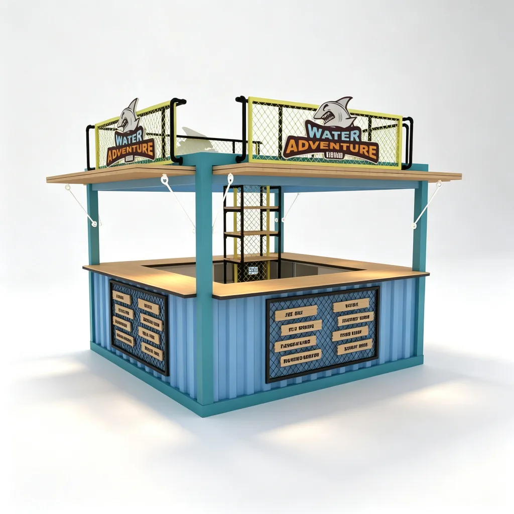 Two-Story Metal Outdoor Beach Kiosk 3500x3000x3200mm with Upper Observation Deck — view 4